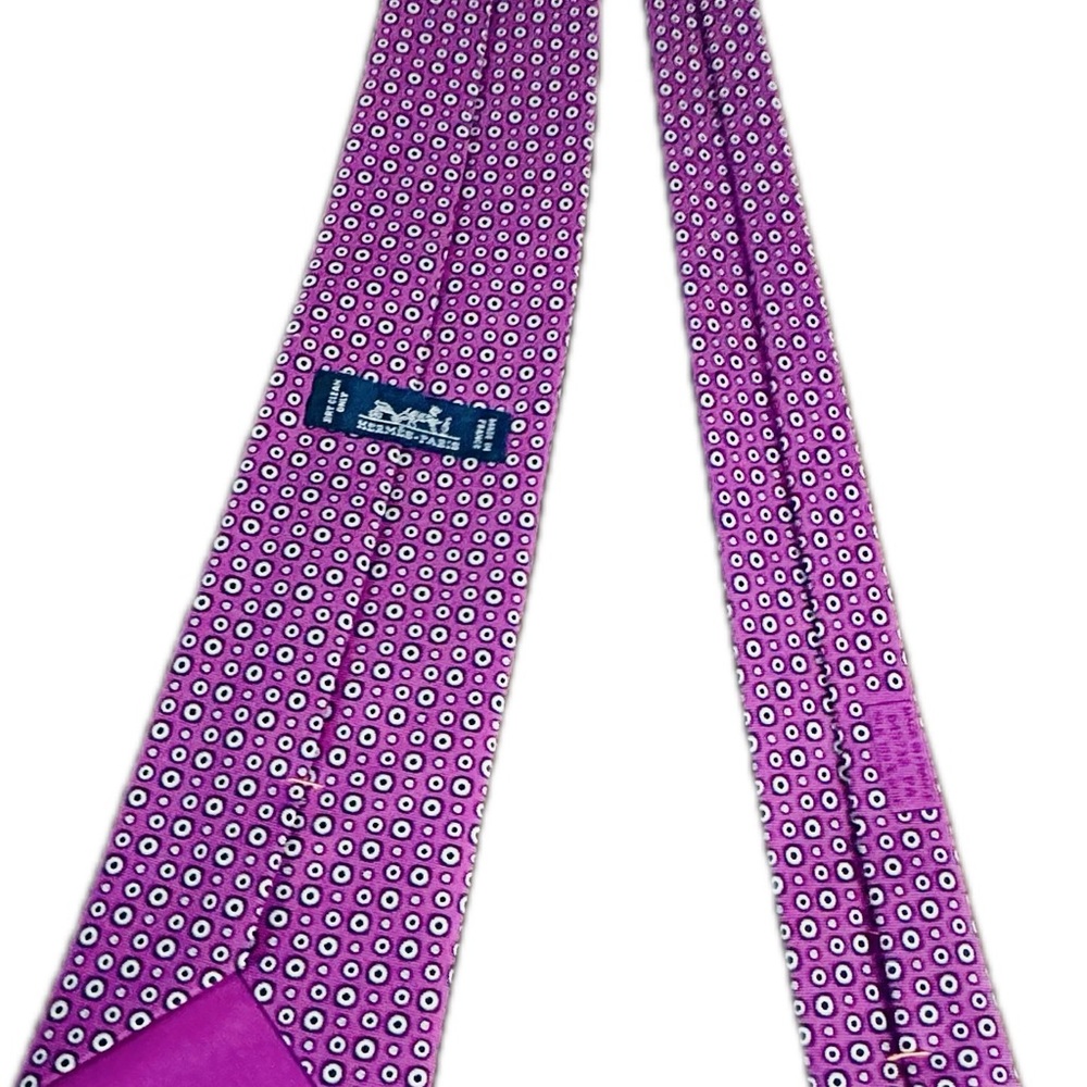 Hermes Pink Geometric Pattern Tie